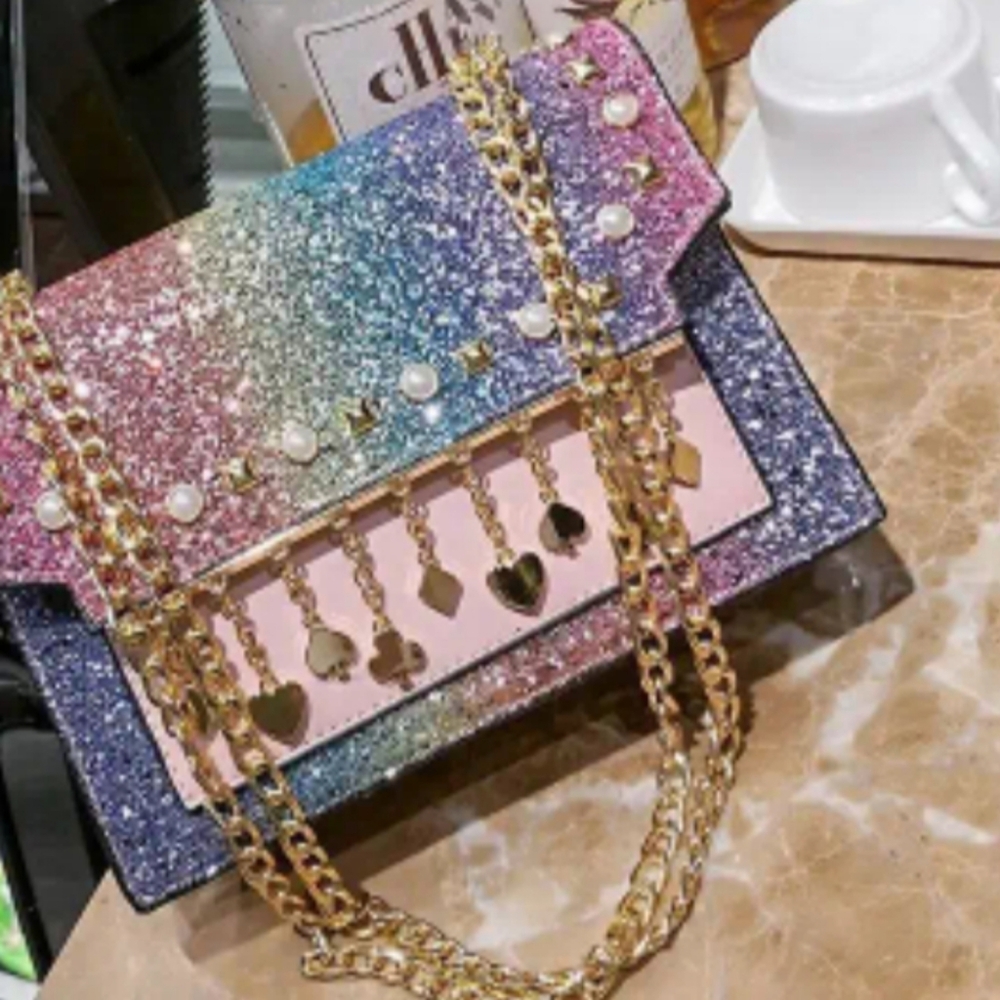 Multicolor Glitter Chain Shoulder Bag - Picture 2 of 5